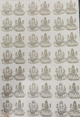 LAXMI GANESHA METAL STICKER SHEET A4 SIZE
