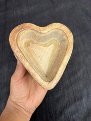 SMALL WOODEN DEEP HEART BOWL FOR CANLDE MAKING
