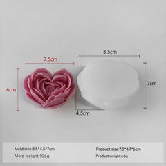 Big 3D Flower Heart Candle Handmade Mould HM0051