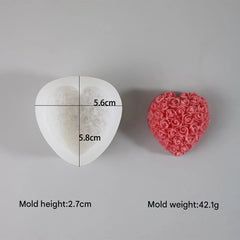 3D Rose Heart Soap & Candle Handmade Mould HM0017