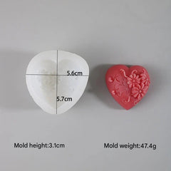 3D Embossed Flower In Heart Soap & Candle Handmade Mould HM0019