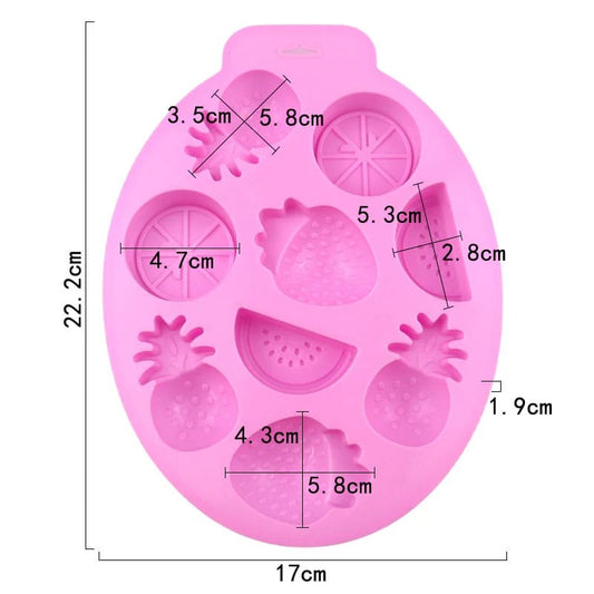 SM1428 8 Cavity Mixed Fruits Pineapple Strawberry & Watermelon Mould for DIY Concrete Art, Resin Crafts, Soap Making & Cake Making Silicone Mould