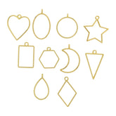 10 Pcs Assorted Open Metal Frame Pendants Bezels, Thick Hollow Pendant ( GOLD )