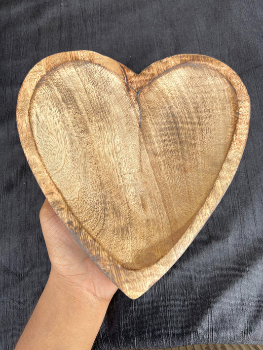LARGE HEART WOODEN BOWL