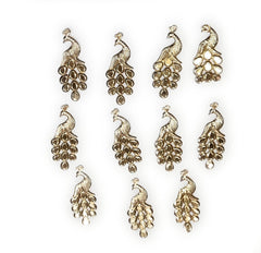 Golden Metal Peacock for Pooja Thali Decoration/Resin Thali Decoration/Tray, Wall Piece DecorationSet of 10Pcs