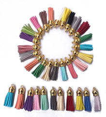mix colour leather tassel golden cap