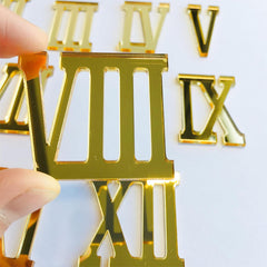 Golden Acrylic Roman Numbers | Numerals/Digits for Clock Making in Resin Art, MDF Craft, Decoupage Craft, DIY Craft As a Clock Accessory