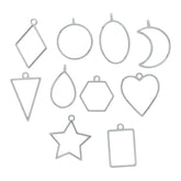 10 Pcs Assorted Open Metal Frame Pendants Bezels, Thick Hollow Pendant ( SILVER )