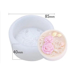 Round Rose - Leaf Emboss Soap & Candle Handmade Mould (HM0064