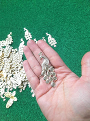 Golden Metal Peacock for Pooja Thali Decoration/Resin Thali Decoration/Tray, Wall Piece DecorationSet of 10Pcs