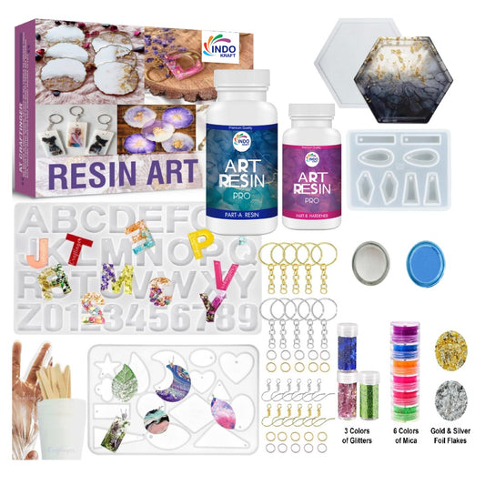 Pro Resin Art Kit – DIY Crafting Set with 300g Resin, Moulds, Pigments, Glitter & More