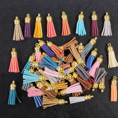 mix colour leather tassel golden cap