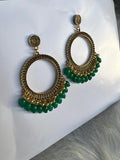 Pearl Golden Jhumka With Glass Beads Earring Bezels For Resin Art RENDOM COLOUR