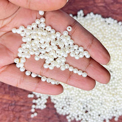 Cream Color 3mm Pearl Beads (Pack Of 50 gms) small size