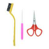 3-Piece Pipe Cleaner Crafting Tool Kit – Includes Wire Fluffing Brush, Precision Awl, and Craft Scissors for Shaping, Blending, and Cutting Chenille Stems