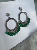 Pearl silver Jhumka With Glass Beads Earring Bezels For Resin Art RENDOM COLOUR
