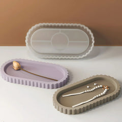 Oval Striped Trinket Tray Mould sm1080