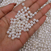 white pearl beads 6mm pack of 50gm (size medium )
