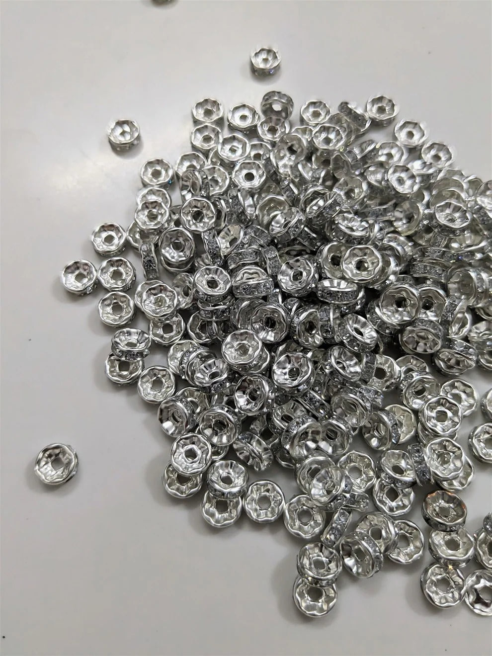 rakhi silver  spacer  beads  pack of 100pc