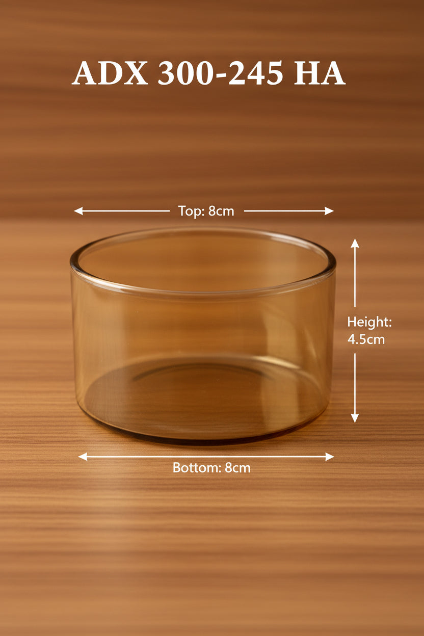 ADX 300 -  245 HA CANDLE  GLASS  JAR  ( COLOUR  =  TRANSPARENT  BROWN  SET OF 6PC
