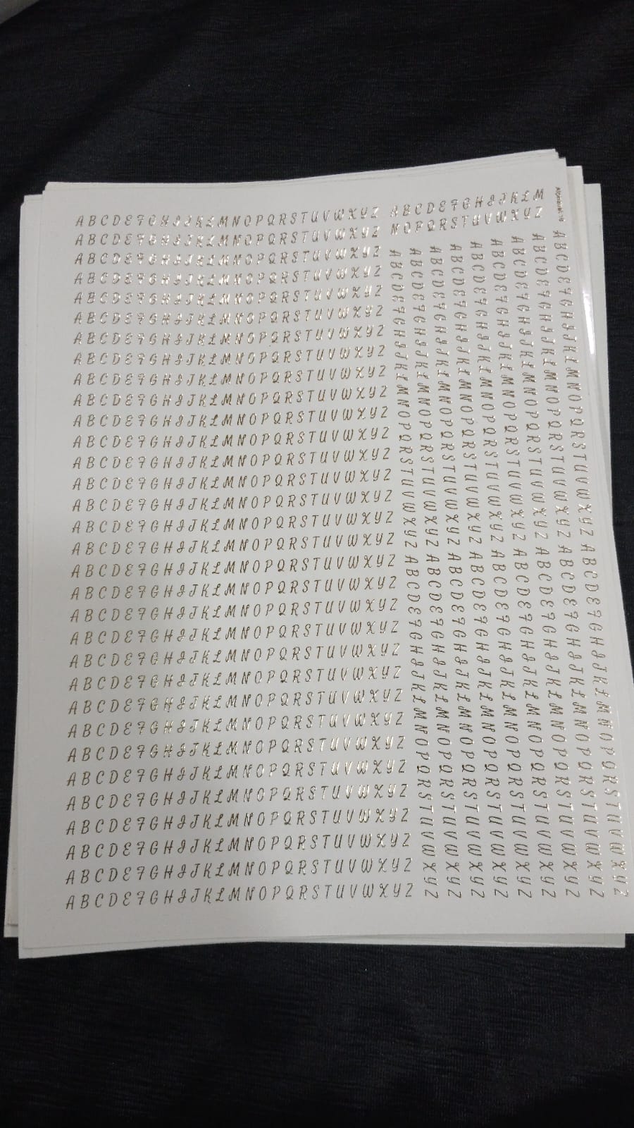 A4  SIZE  ALPHABET GOLD EMBOOSED  SHEET  ( NON  PEAL  OFF  )