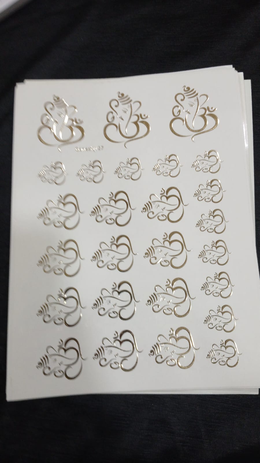 A4 SIZE GANESHA GOLD EMBOOSED SHEET ( NON PEAL OFF )