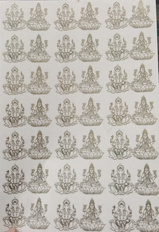 LAXMI  GANESHA METAL  STICKER  SHEET  A4 SIZE