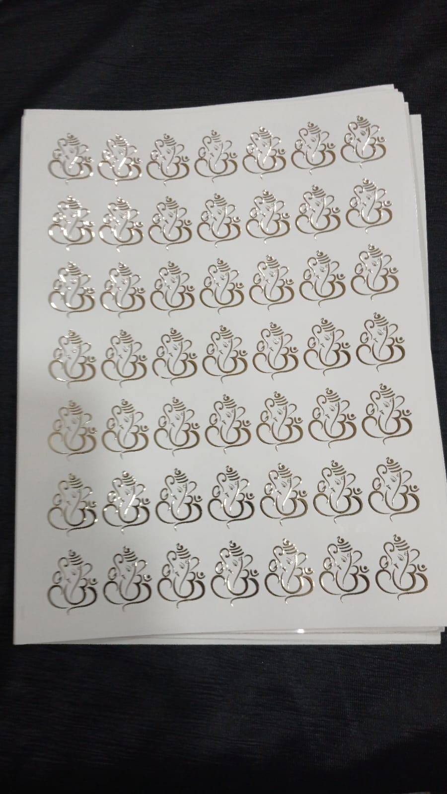 A4 SIZE GANESHA GOLD EMBOOSED SHEET ( NON PEAL OFF )