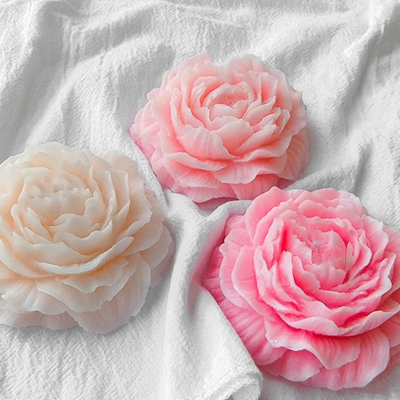 SM0587 3D PEONY FLOWER CANDLE MOLD