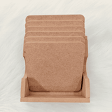 MDF DIY Square Coasters with case- MDF Plain Wooden Coasters & Holder Blank Cutouts for Painting Wooden Sheet Craft, Decoupage, Resin Art Work & Decoration (DIYCoasters: 6SquarewithCase)