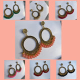 Pearl Golden Jhumka With  Glass Beads Earring Bezels For Resin Art RENDOM COLOUR