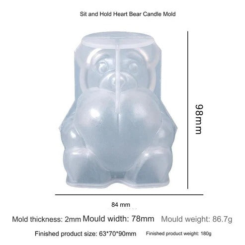 Sitting Bear With Heart Candle Mould(sm0501