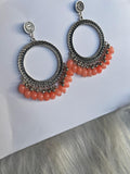 Pearl silver Jhumka With Glass Beads Earring Bezels For Resin Art RENDOM COLOUR