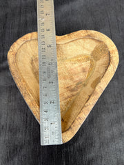 MEDIUM  DEEP  HEART  WOODEN  BOWL  FOR  CANDLE  MAKIG
