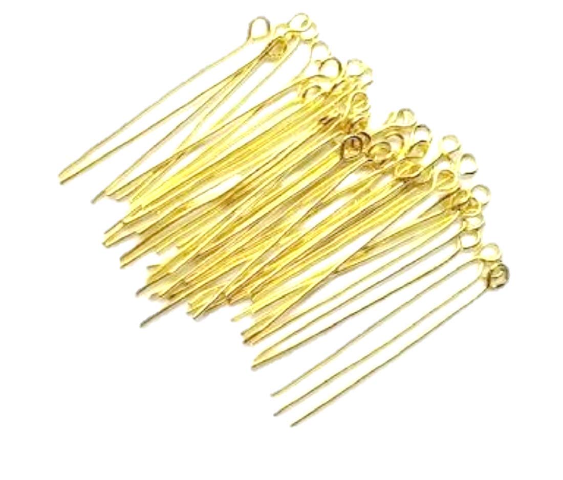Golden SILVER Eye pin for Making Jewellery (90) for Jewellery Making METAL GOLD I-PIN