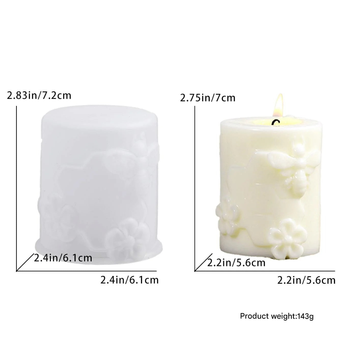 Honeycomb & Bee Theme Candle Mould sm1145