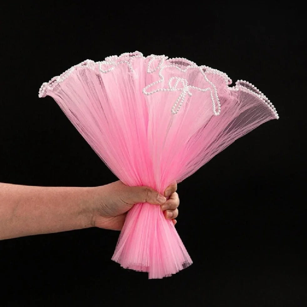 Pearl Edge Wrinkled Wavy Net Flower Wrapping Bouquet Paper