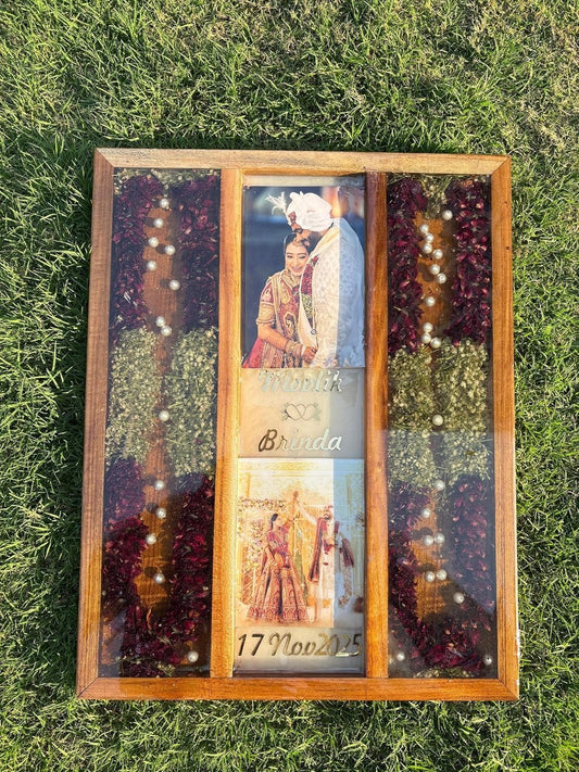 TEAK WOOD FRAME WITH ACRYLIC BASE 18X24" INCH