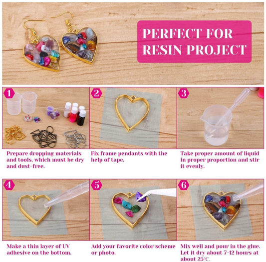 10 Pcs Assorted Open Metal Frame Pendants Bezels, Thick Hollow Pendant   ( GOLD )