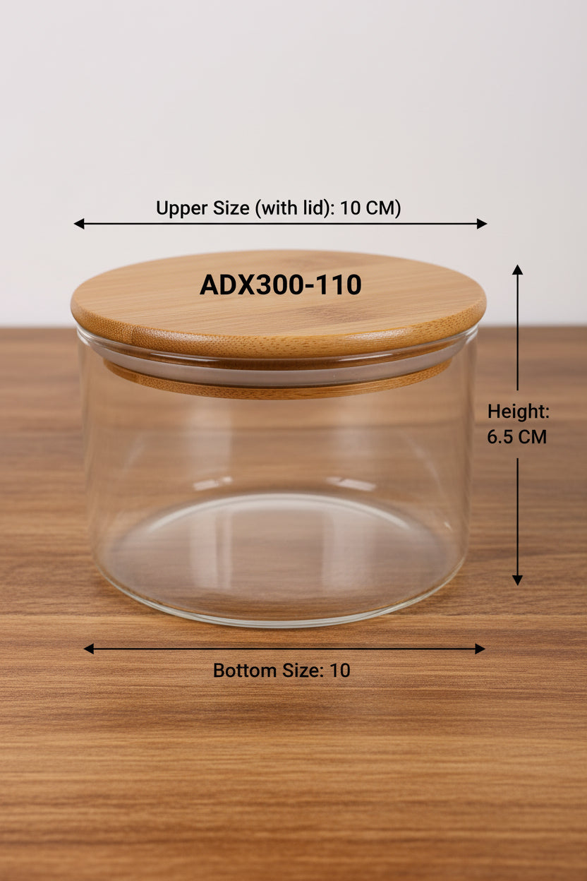 ADX300- 110  CANDLE GLASS  JAR  WITH LID PACK OF 1 PC