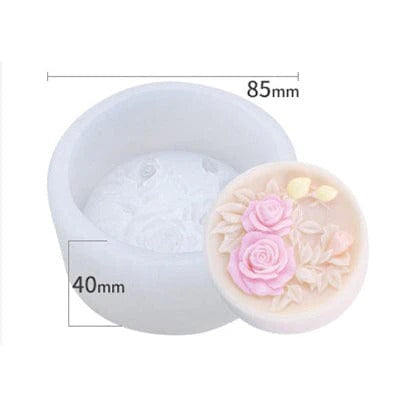 Round Rose - Leaf Emboss Soap & Candle Handmade Mould (HM0064