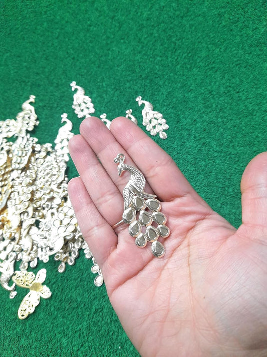 Golden Metal Peacock for Pooja Thali Decoration/Resin Thali Decoration/Tray, Wall Piece DecorationSet of 10Pcs