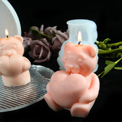 Sitting Bear With Heart Candle Mould(sm0501