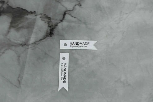Small White “Handmade – Especially For You” Slim Ribbon-shaped Decorative Tags – Pack Of 100 Pieces