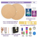 Indo Kraft DIY Clock Making Kit – 300g Resin, MDF Clock Base, Acrylic Numbers, Glitter, Mica & More