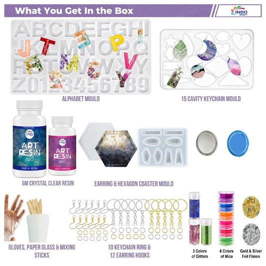 Pro Resin Art Kit – DIY Crafting Set with 300g Resin, Moulds, Pigments, Glitter & More
