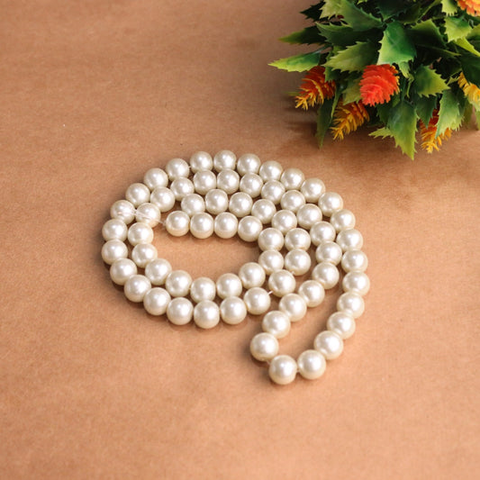 Pearl Beads White (8mm) pack  of  50gm ( size  big  )