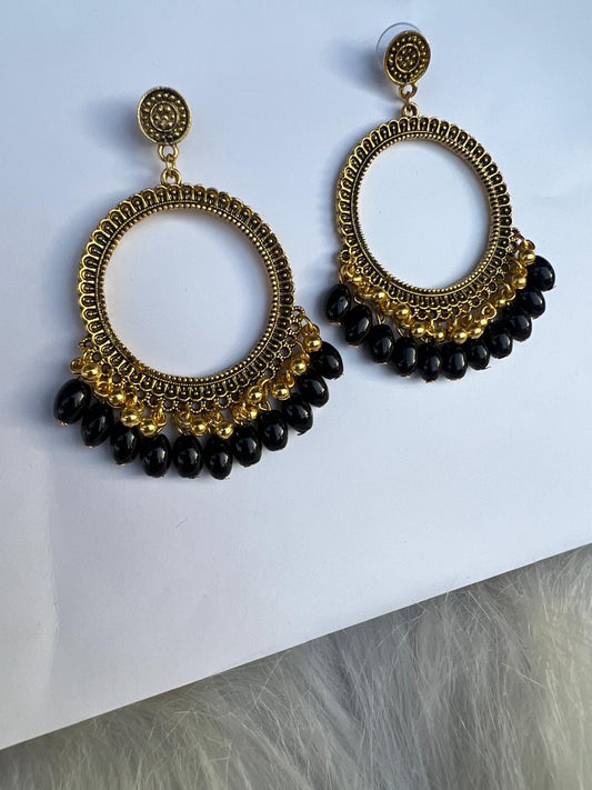 Pearl Golden Jhumka With  Glass Beads Earring Bezels For Resin Art RENDOM COLOUR