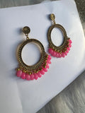 Pearl Golden Jhumka With  Glass Beads Earring Bezels For Resin Art RENDOM COLOUR