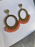 Pearl Golden Jhumka With  Glass Beads Earring Bezels For Resin Art RENDOM COLOUR